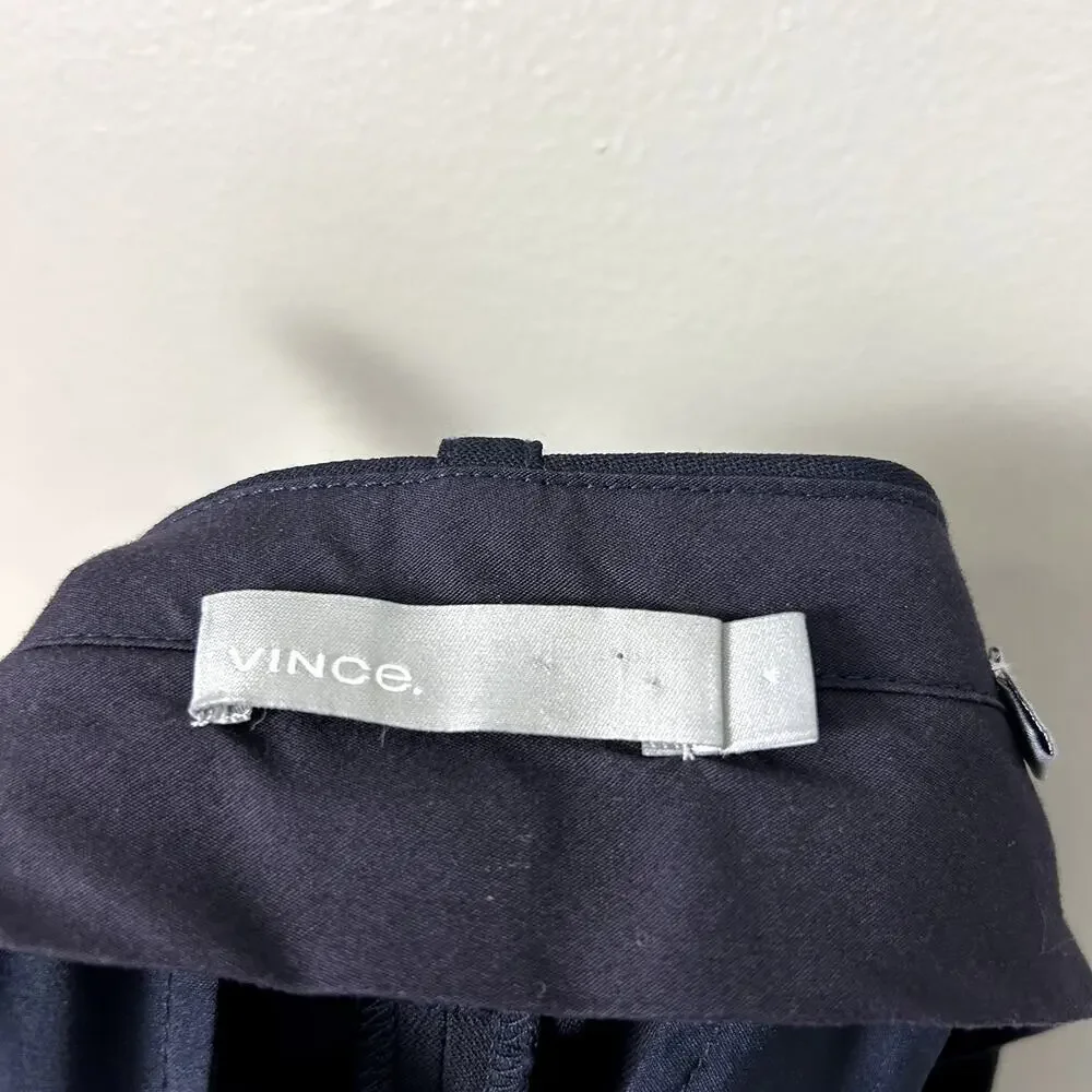 Vince Cuffed Coin Pocket Trousers Navy Blue Wool Straight Leg Work Pants size 4 - Picture 7 of 8